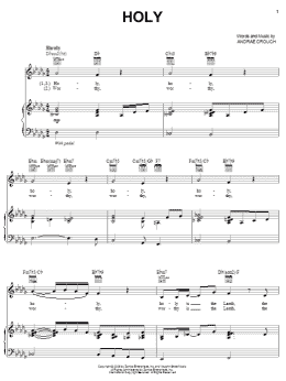 page one of Holy (Piano, Vocal & Guitar Chords (Right-Hand Melody))