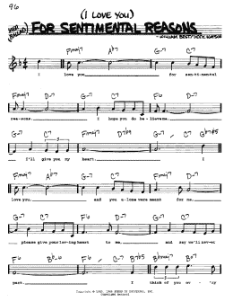 page one of (I Love You) For Sentimental Reasons (Real Book – Melody, Lyrics & Chords)
