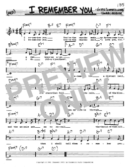 page one of I Remember You (Real Book – Melody, Lyrics & Chords)