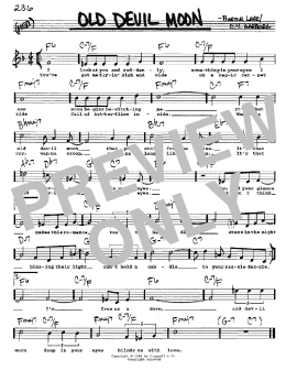 page one of Old Devil Moon (Real Book – Melody, Lyrics & Chords)