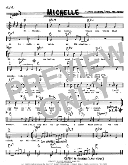 page one of Michelle (Real Book – Melody, Lyrics & Chords)
