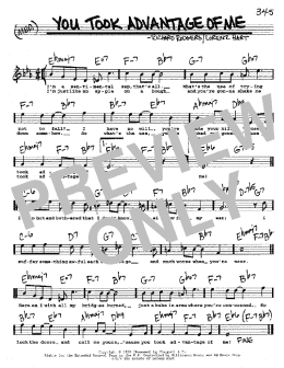 page one of You Took Advantage Of Me (Real Book – Melody, Lyrics & Chords)