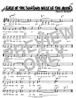 page one of East Of The Sun (And West Of The Moon) (Real Book – Melody, Lyrics & Chords)