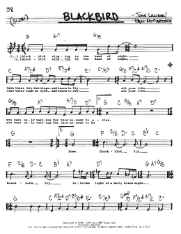page one of Blackbird (Real Book – Melody, Lyrics & Chords)