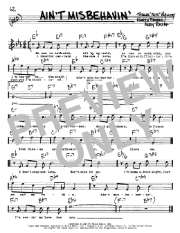 page one of Ain't Misbehavin' (Real Book – Melody, Lyrics & Chords)