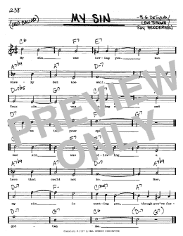 page one of My Sin (Real Book – Melody, Lyrics & Chords)