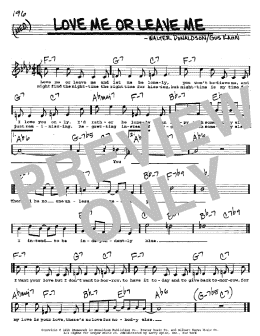 page one of Love Me Or Leave Me (Real Book – Melody, Lyrics & Chords)
