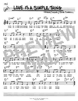 page one of Love Is A Simple Thing (Real Book – Melody, Lyrics & Chords)