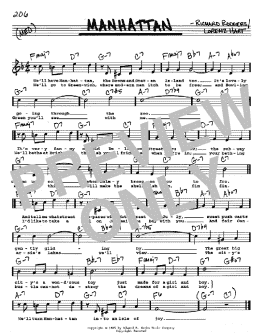 page one of Manhattan (Real Book – Melody, Lyrics & Chords)