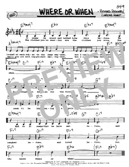 page one of Where Or When (Real Book – Melody, Lyrics & Chords)