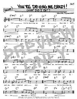 page one of You're Driving Me Crazy! (What Did I Do?) (Real Book – Melody, Lyrics & Chords)
