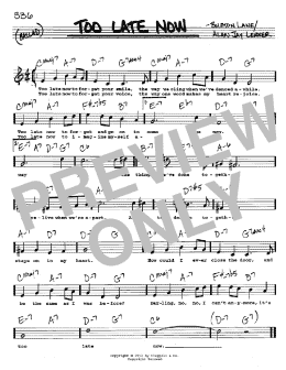 page one of Too Late Now (Real Book – Melody, Lyrics & Chords)