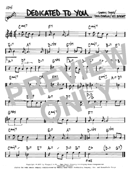 page one of Dedicated To You (Real Book – Melody & Chords – Bb Instruments)