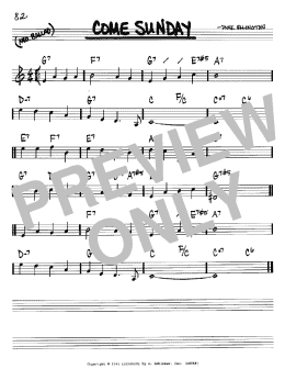 page one of Come Sunday (Real Book – Melody & Chords – Bb Instruments)