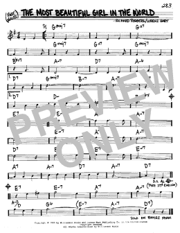page one of The Most Beautiful Girl In The World (Real Book – Melody & Chords – Bb Instruments)