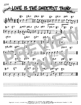 page one of Love Is The Sweetest Thing (Real Book – Melody & Chords – Bb Instruments)