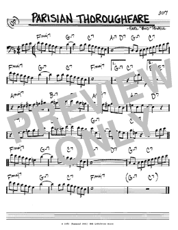page one of Parisian Thoroughfare (Real Book – Melody & Chords – Bass Clef Instruments)
