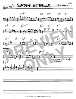 page one of Sippin' At Bells (Real Book – Melody & Chords – Bass Clef Instruments)