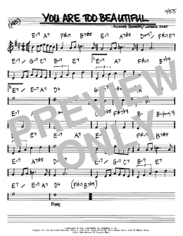 page one of You Are Too Beautiful (Real Book – Melody & Chords – Bb Instruments)