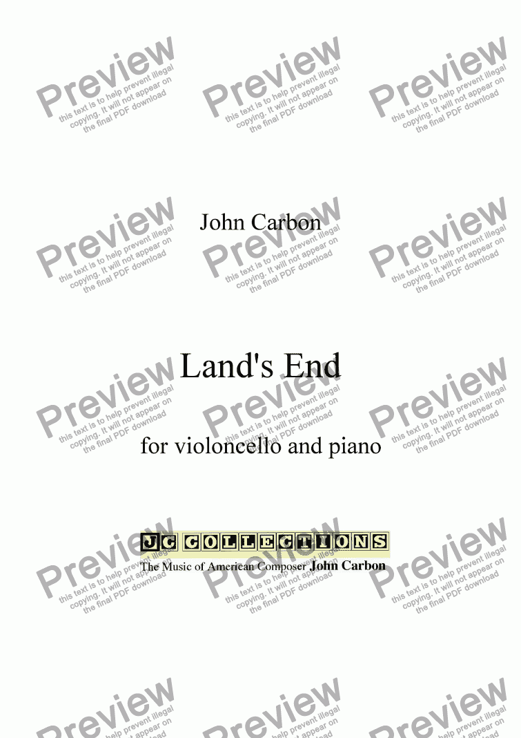 page one of Land's End for cello and piano