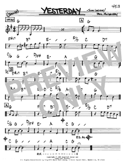 page one of Yesterday (Real Book – Melody & Chords – Bb Instruments)