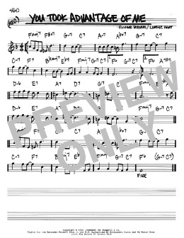 page one of You Took Advantage Of Me (Real Book – Melody & Chords – Bb Instruments)