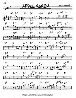 page one of Apple Honey (Real Book – Melody & Chords – Eb Instruments)