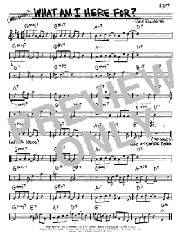 page one of What Am I Here For? (Real Book – Melody & Chords – Eb Instruments)