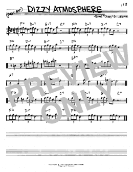 page one of Dizzy Atmosphere (Real Book – Melody & Chords – Eb Instruments)