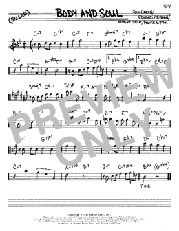 page one of Body And Soul (Real Book – Melody & Chords – Eb Instruments)