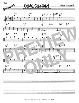 page one of Come Sunday (Real Book – Melody & Chords – Eb Instruments)