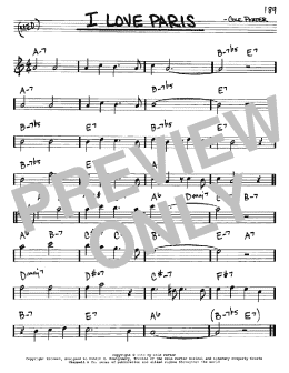 page one of I Love Paris (Real Book – Melody & Chords – Eb Instruments)