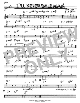 page one of I'll Never Smile Again (Real Book – Melody & Chords – Eb Instruments)
