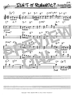 page one of Isn't It Romantic? (Real Book – Melody & Chords – Eb Instruments)