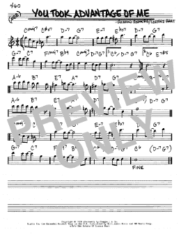 page one of You Took Advantage Of Me (Real Book – Melody & Chords – Eb Instruments)