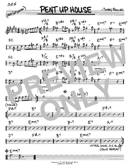 page one of Pent Up House (Real Book – Melody & Chords – Eb Instruments)