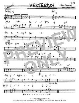 page one of Yesterday (Real Book – Melody & Chords – Eb Instruments)