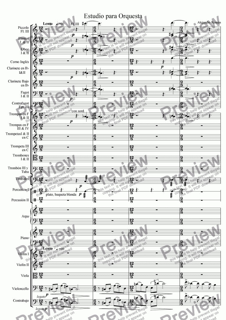 page one of Estudio para Orquesta