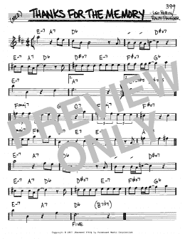 page one of Thanks For The Memory (Real Book – Melody & Chords – Eb Instruments)