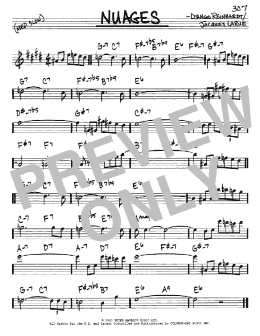page one of Nuages (Real Book – Melody & Chords – Eb Instruments)
