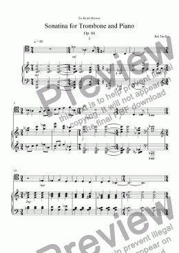page one of Sonatina for Trombone and Piano