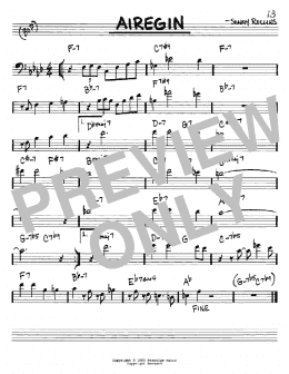 page one of Airegin (Real Book – Melody & Chords – Bass Clef Instruments)