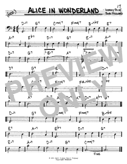 page one of Alice In Wonderland (Real Book – Melody & Chords – Bass Clef Instruments)