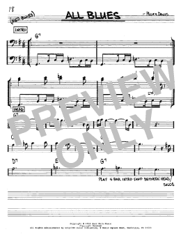 page one of All Blues (Real Book – Melody & Chords – Bass Clef Instruments)