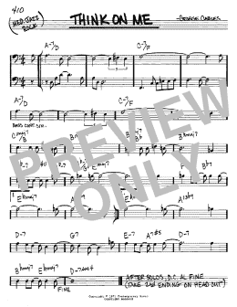 page one of Think On Me (Real Book – Melody & Chords – Bass Clef Instruments)