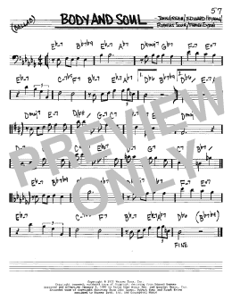page one of Body And Soul (Real Book – Melody & Chords – Bass Clef Instruments)