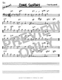 page one of Come Sunday (Real Book – Melody & Chords – Bass Clef Instruments)