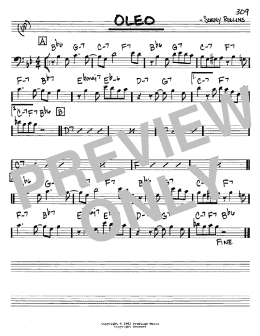 page one of Oleo (Real Book – Melody & Chords – Bass Clef Instruments)