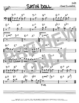 page one of Satin Doll (Real Book – Melody & Chords – Bass Clef Instruments)