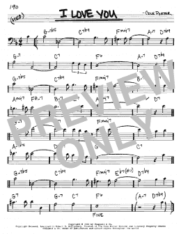 page one of I Love You (Real Book – Melody & Chords – Bass Clef Instruments)